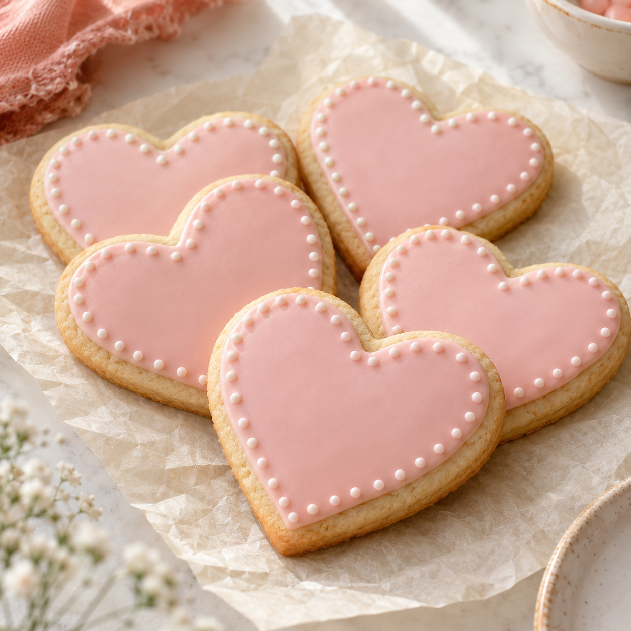 Pink Heart Sugar Cookies (6 Pack)